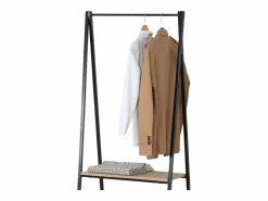 Burro de ropa 2 estantes melamina y metal roble cambrian negro 64x150x40 cm Negro / Color natural claro Sale