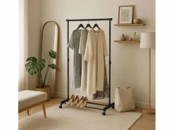 Burro de ropa perchero metal con ruedas y 2 barras 75x157x42 cm^ Clearance