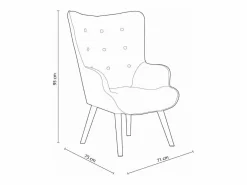 Cambia tus muebles Butaca de 95x71x75 cm con reposabrazos en color y patas de madera marrones Dakota Gris Clearance