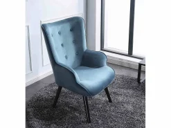 Cambia tus muebles Butaca de 95x71x75 cm con reposabrazos en color turquesa y patas de madera negras Dakota Azul turquesa Hot