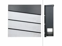 Buzón antracita con mármol exterior con soporte 120 cm compartimento periódicos^ML-DESIGN Sale