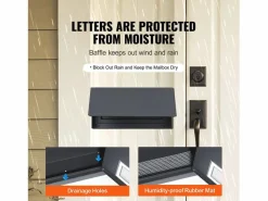 Buzón|Buzón Con Llave a Través de la Puerta SucceBuy, Cerradura de Combinación, Gris Oscuro – Almacenamiento Seguro y Elegante del Correo