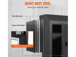 Buzón|Buzón Con Llave a Través de la Puerta SucceBuy, Cerradura de Combinación, Gris Oscuro – Almacenamiento Seguro y Elegante del Correo