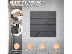 ML-DESIGN Buzón correos acero antracita casillero depósito periódico con soporte plateado Gris antracita Discount