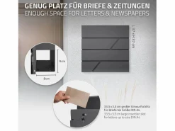 ML-DESIGN Buzón correos acero antracita casillero depósito periódico con soporte plateado Gris antracita Discount