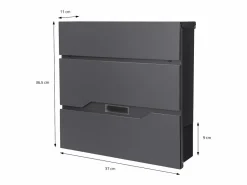Buzón correos acero antracita casillero para portal caja de periódico 2 llaves^ML-DESIGN Hot