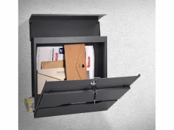 Buzón correos acero antracita casillero para portal caja de periódico 2 llaves^ML-DESIGN Hot