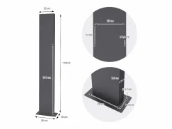 ML-DESIGN Buzón correos acero gris claro casillero depósito periódico soporte cartas 170cm Gris antracita Hot