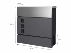 ECD Germany Buzón|Buzón correos de pie antracita/plata casillero periódicos cartas soporte 120cm