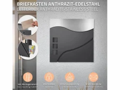 Buzón correos pie antracita/plata casillero periódico soporte antracita 2 llaves^ECD Germany New