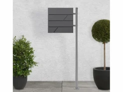 ML-DESIGN Buzón|Buzón de acero inoxidable antracita de correo periodicos + poste 120cm plata