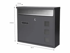 ML-DESIGN Buzón|Buzón de acero inoxidable antracita moderno casillero de correo + soporte 170 cm