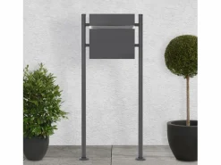 ECD Germany Buzón de acero inoxidable para correos y periodicos + base poste 120cm antracita Gris antracita Outlet