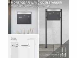 ML-DESIGN Buzón de acero inoxidable montado en pared antracita moderno casillero de correo Gris antracita Clearance