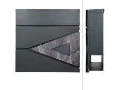 ML-DESIGN Buzón de acero negro imitación mármol moderno montado Gris New