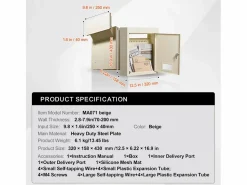 Buzón|Buzón de Pared SucceBuy 31.8 x 16 x 42.9 cm, Buzón de Acero Robusto con Cerradura de Combinación, – Almacenamiento Seguro del Correo