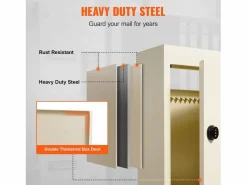 Buzón|Buzón de Pared SucceBuy 31.8 x 16 x 42.9 cm, Buzón de Acero Robusto con Cerradura de Combinación, – Almacenamiento Seguro del Correo