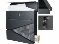 ML-DESIGN Buzón de pie con compartimento para periódicos antracita con triángulo de mármol Negro New