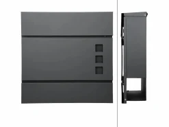 ECD Germany Buzón moderno antracita + compartimento para periódicos 2 llaves Gris Clearance