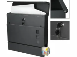 ECD Germany Buzón moderno antracita + compartimento para periódicos 2 llaves Gris Clearance