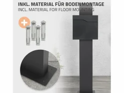 ML-DESIGN Buzón para cartas 37x37 cm con compartimento periódico de acero + soporte 170cm Gris antracita Best