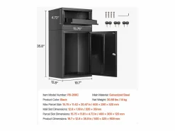 Buzón SucceBuy Buzón de Entrega para Exteriores con Cerradura, 91 cm de Ancho, para Almacenamiento de Paquetes Negro Clearance