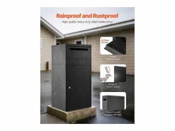 Buzón SucceBuy Buzón de Entrega para Exteriores con Cerradura, 91 cm de Ancho, para Almacenamiento de Paquetes Negro Clearance