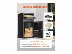 Buzón SucceBuy Buzón de Entrega para Exteriores con Cerradura, 91 cm de Ancho, para Almacenamiento de Paquetes Negro Clearance
