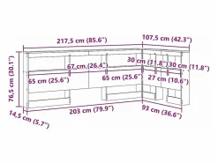 Clicnbuy Cabecero Y Puente De Cama|Cabecera de almacenamiento con estante Roble artisan 90 cm
