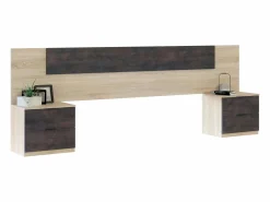 Cabecero Cama Matrimonio, Mesitas 2 Cajones Color Óxido Roble Canadian 150 cm Marru00f3n Sale