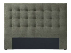 Vente-unique Cabecero capitoné 140 cm de tela oliva - FRANCESCO Verde Outlet