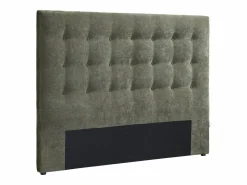 Vente-unique Cabecero capitoné 140 cm de tela oliva - FRANCESCO Verde Outlet