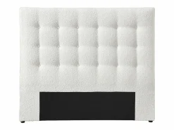 Vente-unique Cabecero Y Puente De Cama|Cabecero capitoné de 140 cm en tela bouclé blanca - FRANCESCO