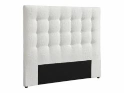 Vente-unique Cabecero Y Puente De Cama|Cabecero capitoné de 140 cm en tela bouclé blanca - FRANCESCO