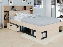 Cabecero con compartimentos 140 cm - Color: natural y negro - KINSELIA^Vente-unique Sale