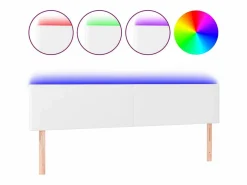 vidaxl Cabecero con LED cuero sintético 160x5x78/88 cm Blanco New
