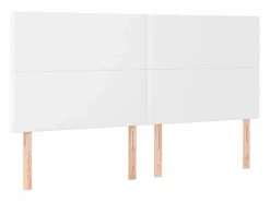 Clicnbuy Cabecero con luces LED cuero sintético 160x5x118/128 cm Blanco Hot