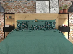 Vente-unique Cabecero Y Puente De Cama|Cabecero con mesitas de noche y almacenaje, 160 cm, roble y negro. MISTA