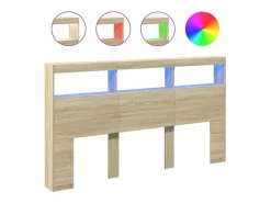 Cabecero de cama con LED roble Sonoma 180x17x102 cm^Clicnbuy Discount