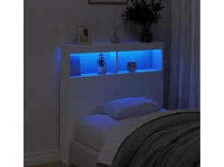vidaxl Cabecero de cama con LED 100x17x102 cm Blanco Outlet