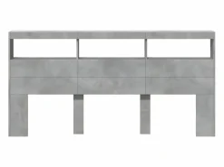 Cabecero de cama con luz LED hormigón 200x17x102 cm^Clicnbuy New