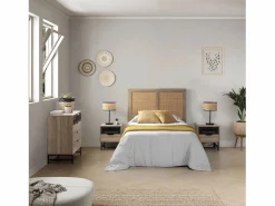 VS Venta-stock Cabecero de Cama Musa 95 x 60 cm Color Roble, ratán Natural Marru00f3n Clearance