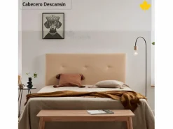 Cabecero Y Puente De Cama|Cabecero de Cama Tapizado 135 cm | | Tela de Polipiel Liso | Directo al suelo sin agujeros | Descansin