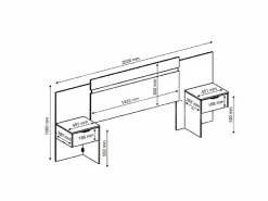 Vente-unique Cabecero extensible con mesas de noche y 2 cajones 140/160 cm Blanc. PARATI Blanco