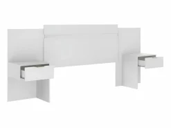 Vente-unique Cabecero extensible con mesas de noche y 2 cajones 140/160 cm Blanc. PARATI Blanco