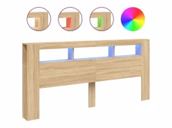 Cabecero LED madera ingeniería roble Sonoma 220x18,5x103,5 cm^Clicnbuy New