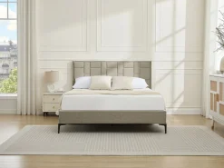 Vente-unique Cabecero moderno de 180 cm en terciopelo - HERMINE Topo Hot
