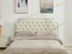 Vente-unique Cabecero Y Puente De Cama|Cabecero tapizado 150 cm en tela - JOHENE