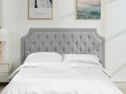Vente-unique Cabecero tapizado 200 cm en tela gris - JOHENE Gris claro Online