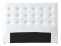 Vente-unique Cabecero Y Puente De Cama|Cabecero tapizado 140 cm en ecopiel blanca - FRANCESCO